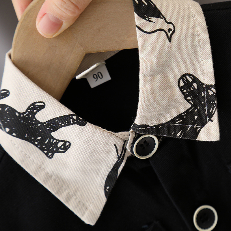 6118 Traje de otoño para niños 2025 Camisa de costura de primavera y otoño para niños de nuevo estilo Traje de dos piezas de otoño coreano para bebés