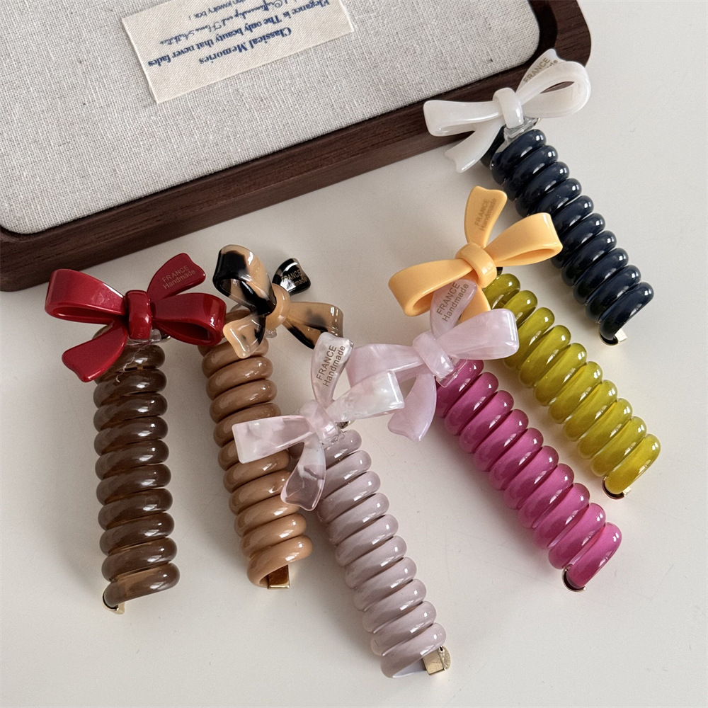Women's Cute Bow Knot Spiral Resin Acetic Acid Sheets Hair Tie display picture 4
