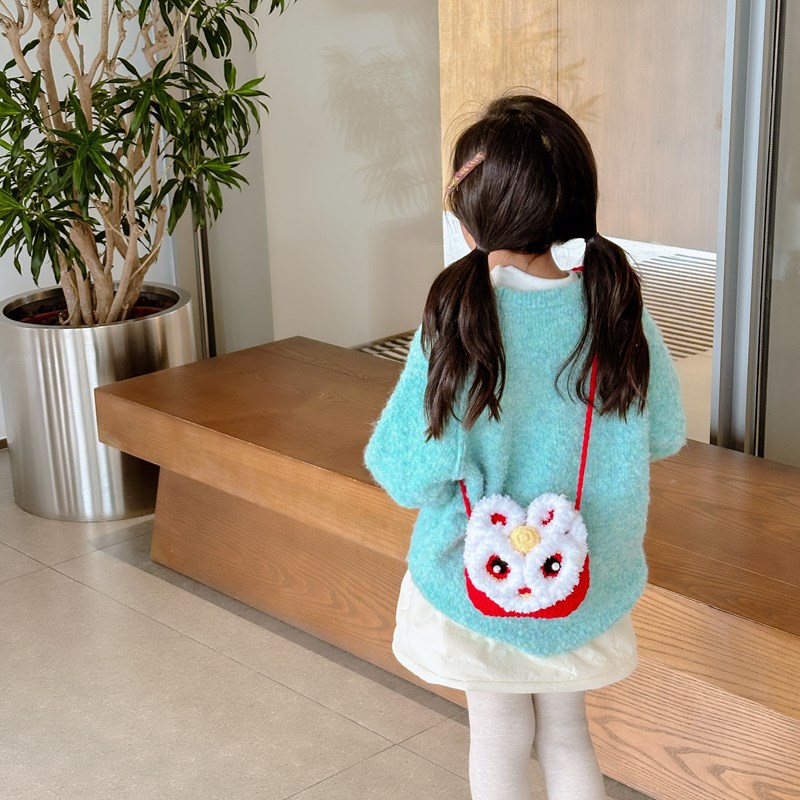Bolsa de Año Nuevo infantil festivo rojo caricatura lindo mini niñas y niños despierta león bolso nuevo bolso de cambio de Año Nuevo bebé