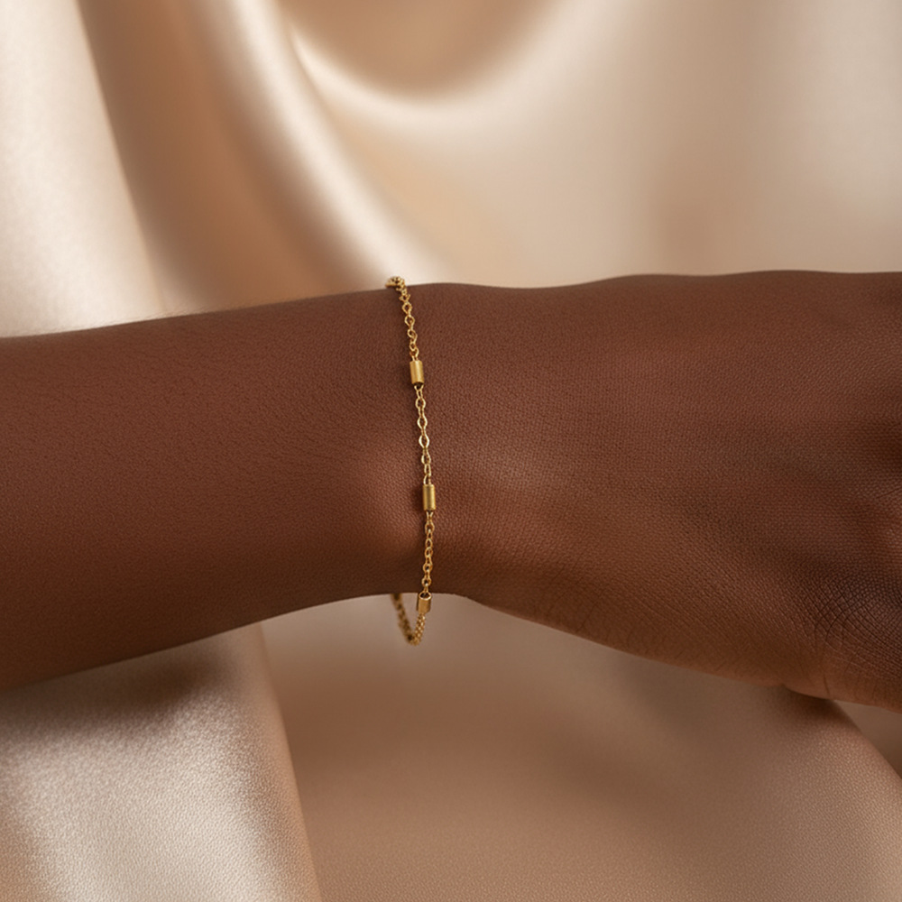 Stainless Steel Cross-Border Hot-Selling Non-Fading Simple Chain Bracelet Fashionable Temperament Style Sugar Cube Gap Niche Hand Jewelry