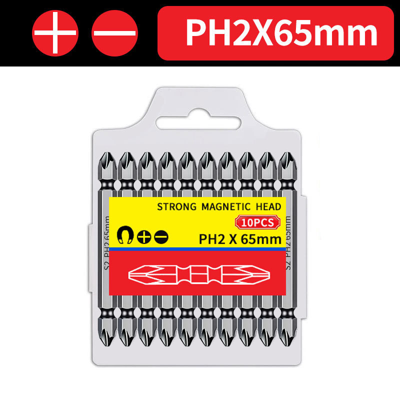 Puntas de destornillador genuinas en forma de cruz en una caja, acero de tungsteno magnético resistente, puntas de destornillador ultraresistentes, puntas planas y Phillips de doble propósito para taladros eléctricos y herramientas neumáticas.