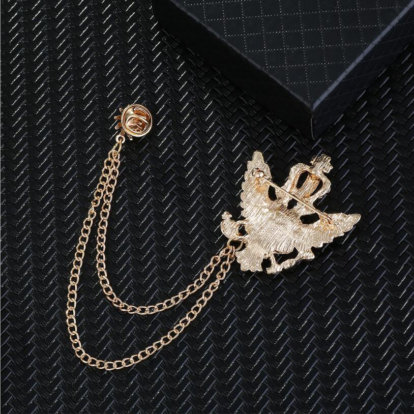 Moda corona alas diamante borla hombres traje broche simple todo partido traje vestido abrigo ramillete accesorios