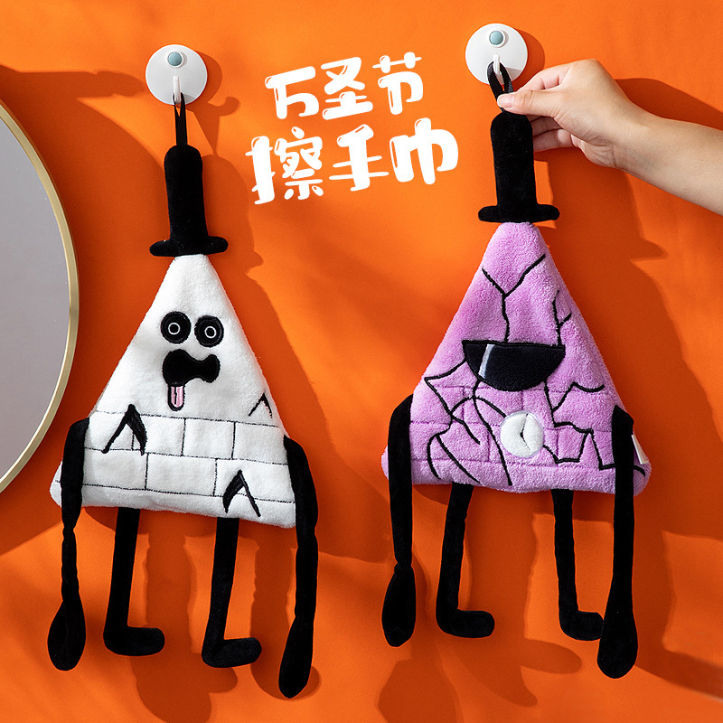 Halloween Monster Thickened Coral Fleece Hanging Hand Towel Children's Hand Gift Kitchen Wooden Hand Cloth Absorbent Quick-drying
