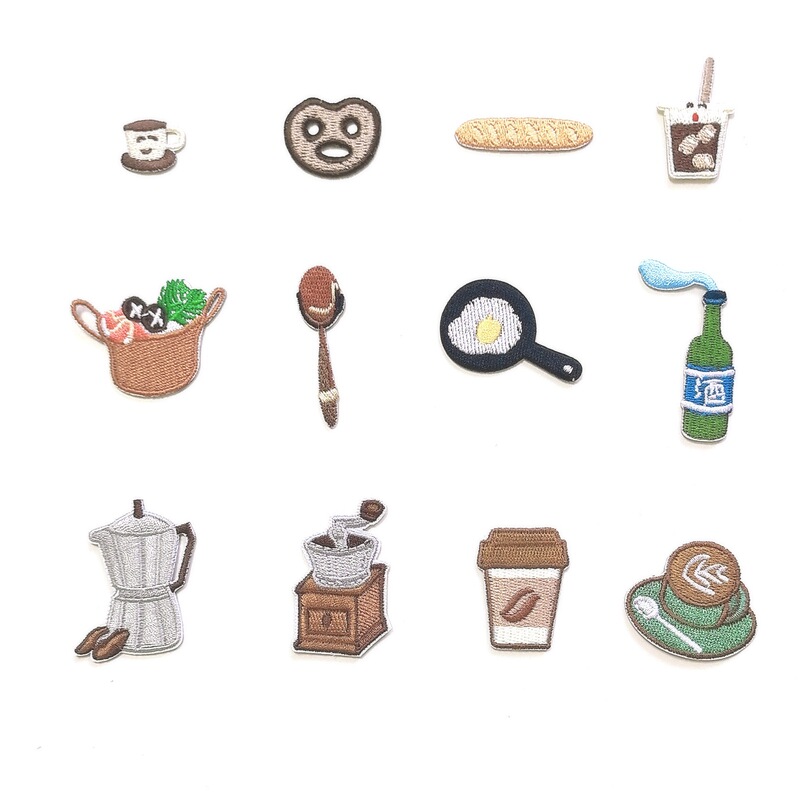 Flower Pills Embroidery 12 Hot Melt Embroidery Label Ironing Coffee Machine Accessories Creative Japanese Fun Cloth Stickers