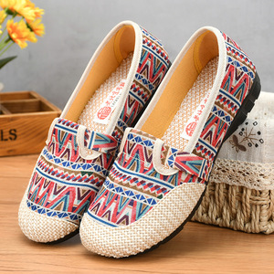 Hanfu embroidered clothing shoes for women ethnic style woven old beijing cloth shoes soft bottom breathable cotton  linen women's single shoes