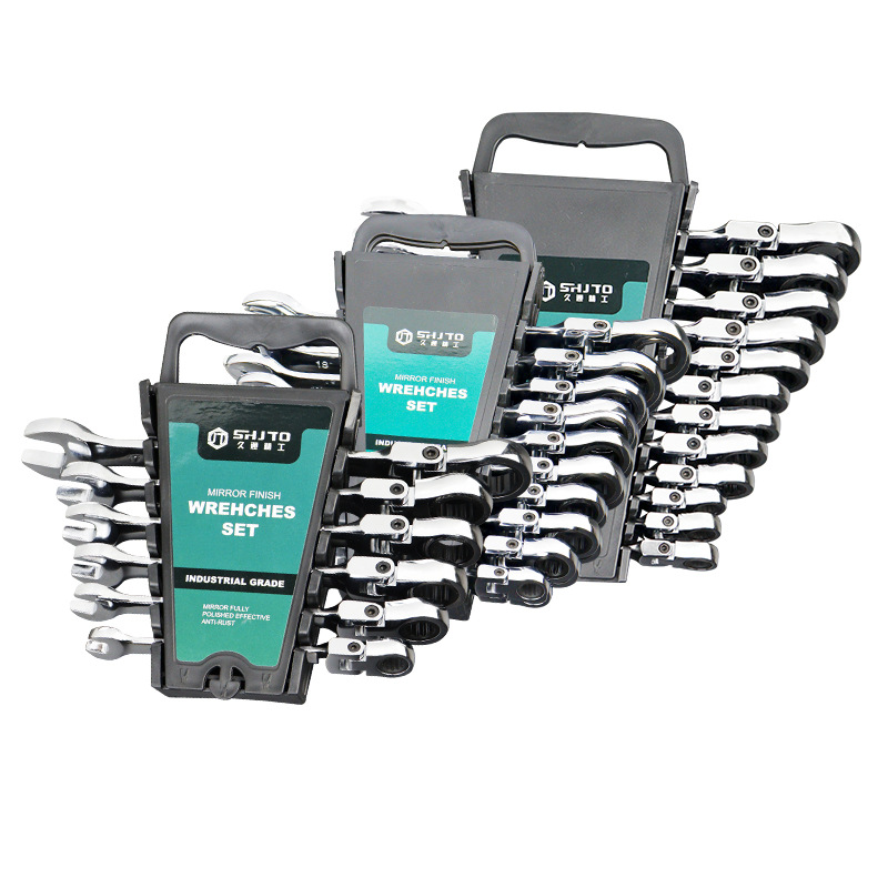 Fabricantes al por mayor y directa de doble propósito de doble cabeza de trinquete ciruela llave de extremo abierto traje de herramientas multifuncionales