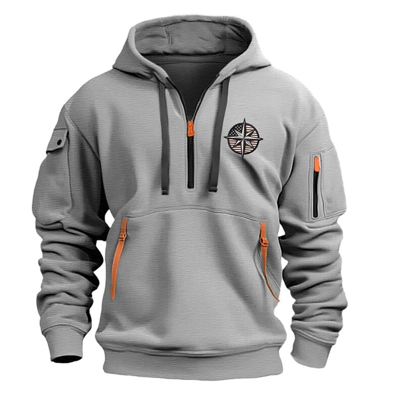 Spring and Autumn Men's Casual Sports Multi-Zip Arm Embroidery Badge Sweatshirt Pullover Hoodie New Style Spring and Autumn Men's Casual Sports Multi-Zip Arm Embroidery Badge Sweatshirt Pullover Hoodie New Style