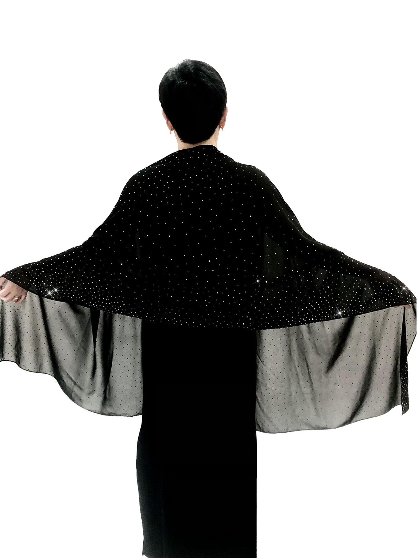 Hot Selling New Solid Color Chiffon Starry Sky Hot Stamping Exquisite And Elegant Banquet Style Extended Version Of High-end Women's Shawl_voghion.com