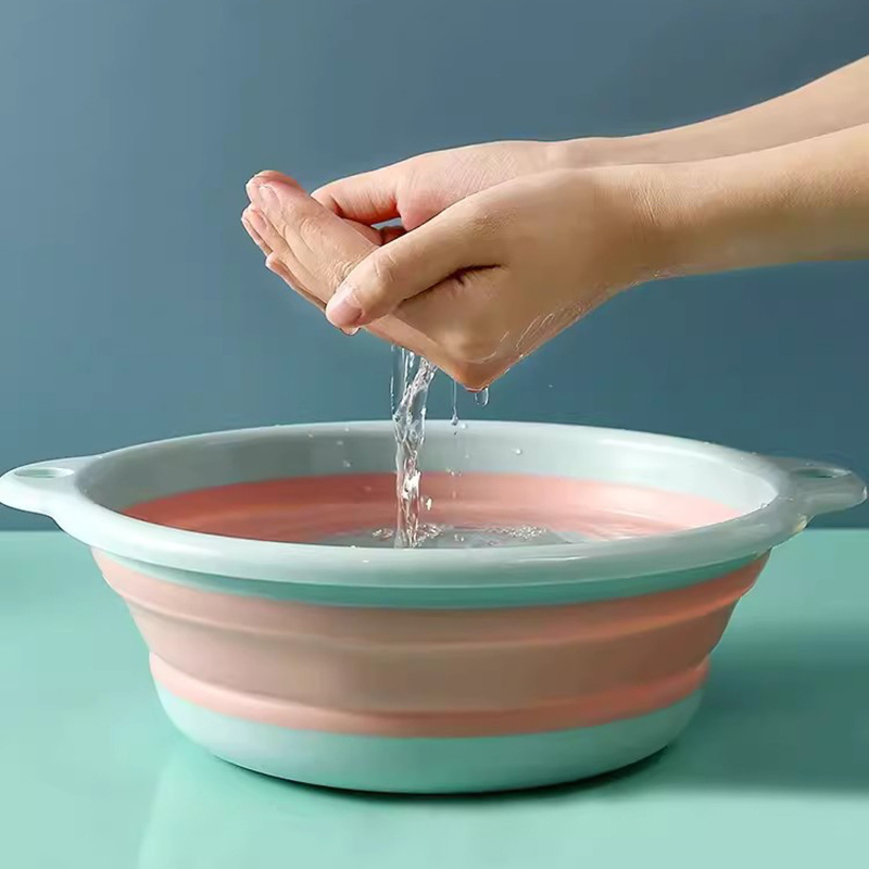 新しいシリコーン折りたたみ洗面器家庭用プラスチック洗面器ポータブル旅行圧縮折りたたみ洗面器大型プラスチック洗面器|undefined