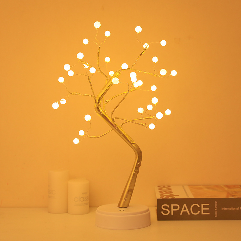 따뜻한 흰색 36등-진주나무등 배터리+USB