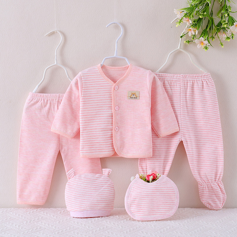 Comercio exterior para bebés de cinco piezas, abrigo de algodón colorido, pantalones de otoño, ropa de recién nacidos, niños y niñas, transfronterizos