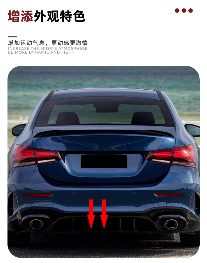 Suitable for Mercedes-Benz A-Class W 8.85kg Sport Version 2018+ A35 A45 Rear Lip Spoiler Modification Accessories
