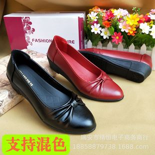 Pickable Size Export Mother's Shoes Spring and Autum Women's Leather Shoes Middle-Aged and Elderly Mother's Shoes Casual Soft-Soled Flats for Women
