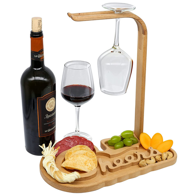 东莞外贸工厂餐具定制实木酒杯架红酒架户外露营用品木制小吃托盘