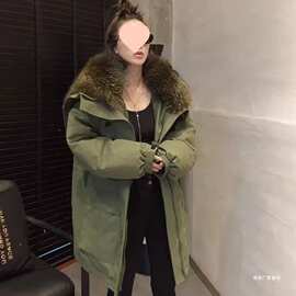 欧货大毛领派克服女2025冬季新款宽松中长款加厚工装羽绒服外套潮