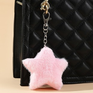 New autumn and winter five-pointed star plush keychain pendant small gift imitation rabbit fur ball star women's bag small hanging decoration