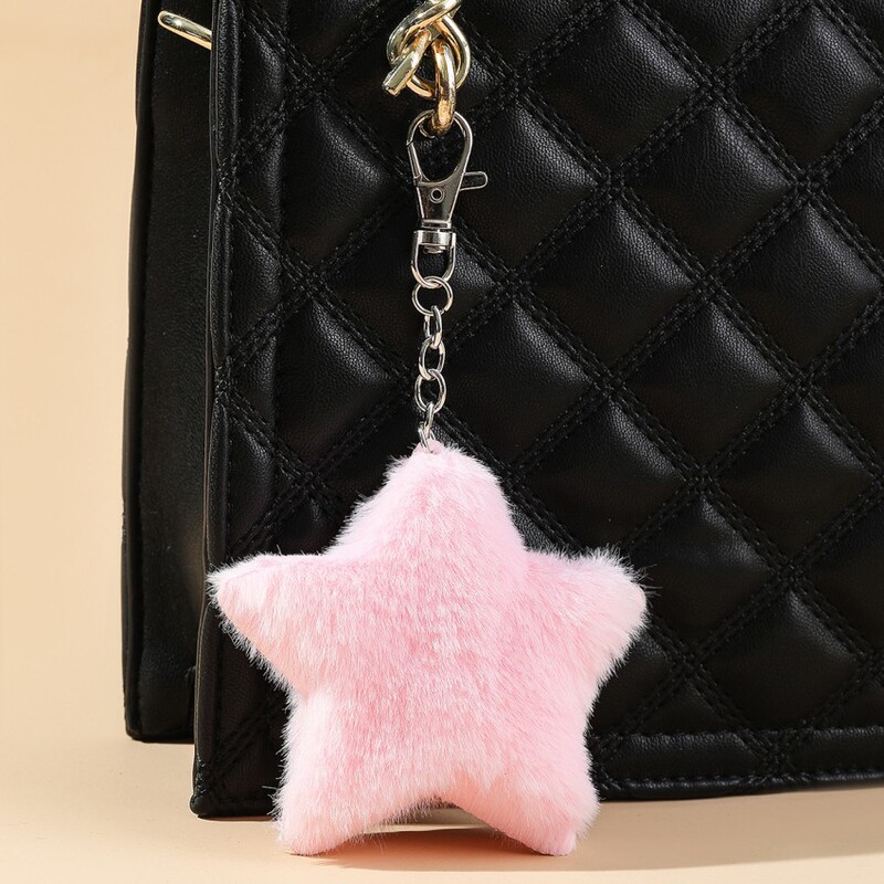 Autumn and Winter New Five-Pointed Star Plush Keychain Pendant Small Gift Imitation Rabbit Fur Ball Star Women's Bag Small Pendant