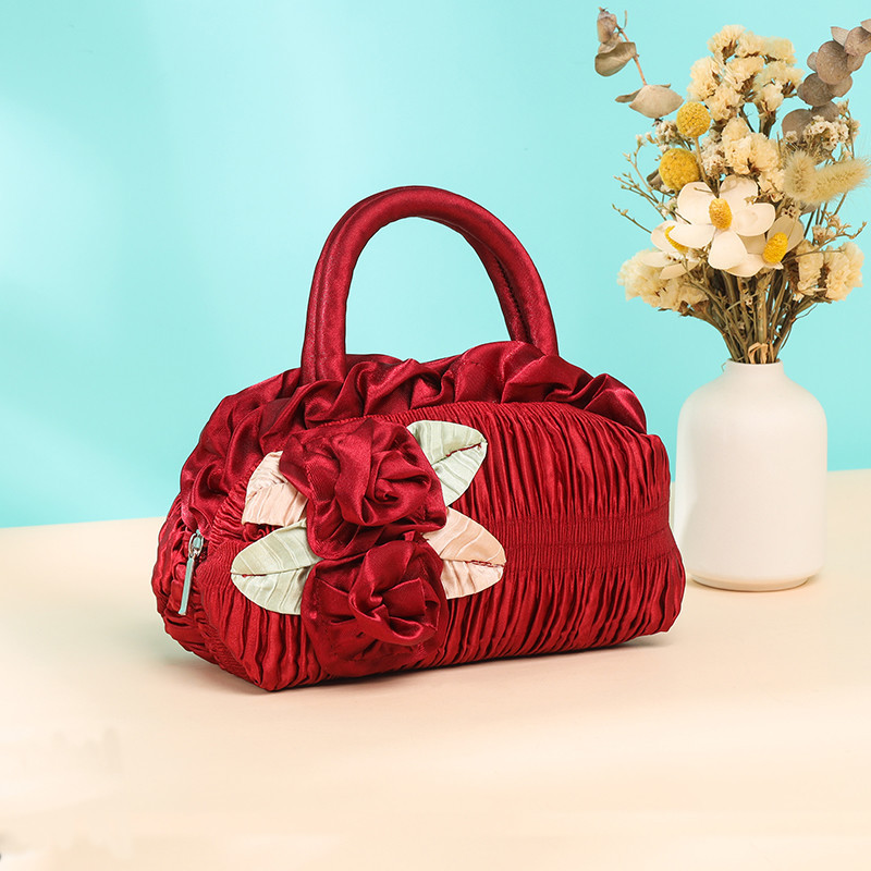 民族风手提小布包包女士手机包外出花卉休闲精致妈妈小拎包手提包