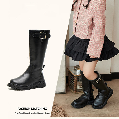 Girls' High-Top Boots, Stylish Soft-Soled All-Match Long Boots—New Autumn/Winter Collection for Older Children and Teens, Perfect for Runways, Performances, and Princess-Like Leather Boots