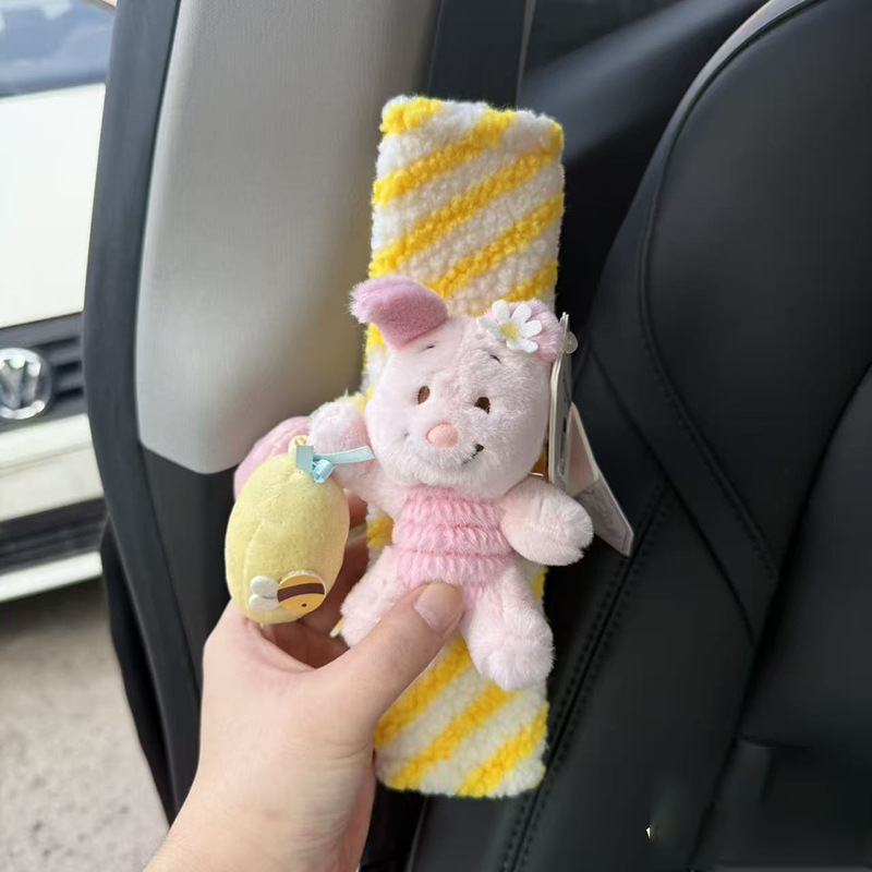 Funda Protectora de Hombro para Cinturón de Auto de Peluche Decorativa con Dibujos Animados