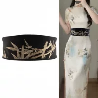 Новый Hanfu ретро тренд золотистая шелковая бамбуковая вышивка модная женская шнуровка декоративный пояс пояс конская юбка для талии