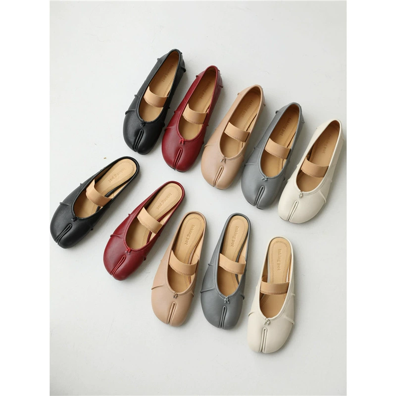 Новая модель 2025 года доступна для предзаказа, оптовая разработка INS, мягкие туфли на плоской подошве из овчины с раздельным носком и плоским ремешком.