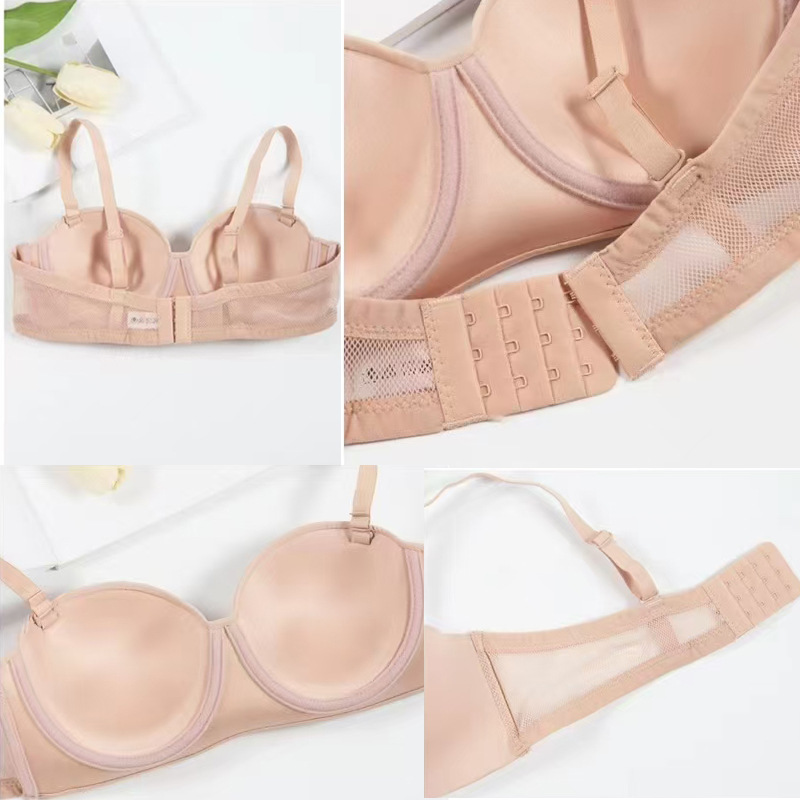 Fábrica de Shantou sostén sin marcas de espalda hermoso pecho pequeño reunido medio taza de estudiantes niñas antideslizante sin cinturón de hombro ropa interior