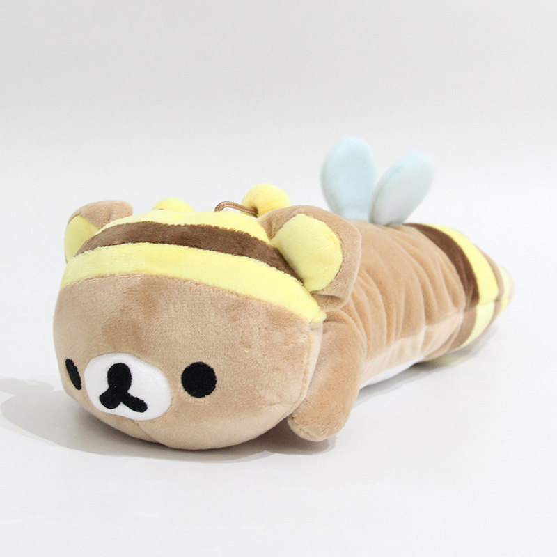 かわいい日本の怠惰な熊のぬいぐるみの筆袋の立体の茶色の熊の文房具の箱の学生の鉛筆の袋の収納袋|undefined