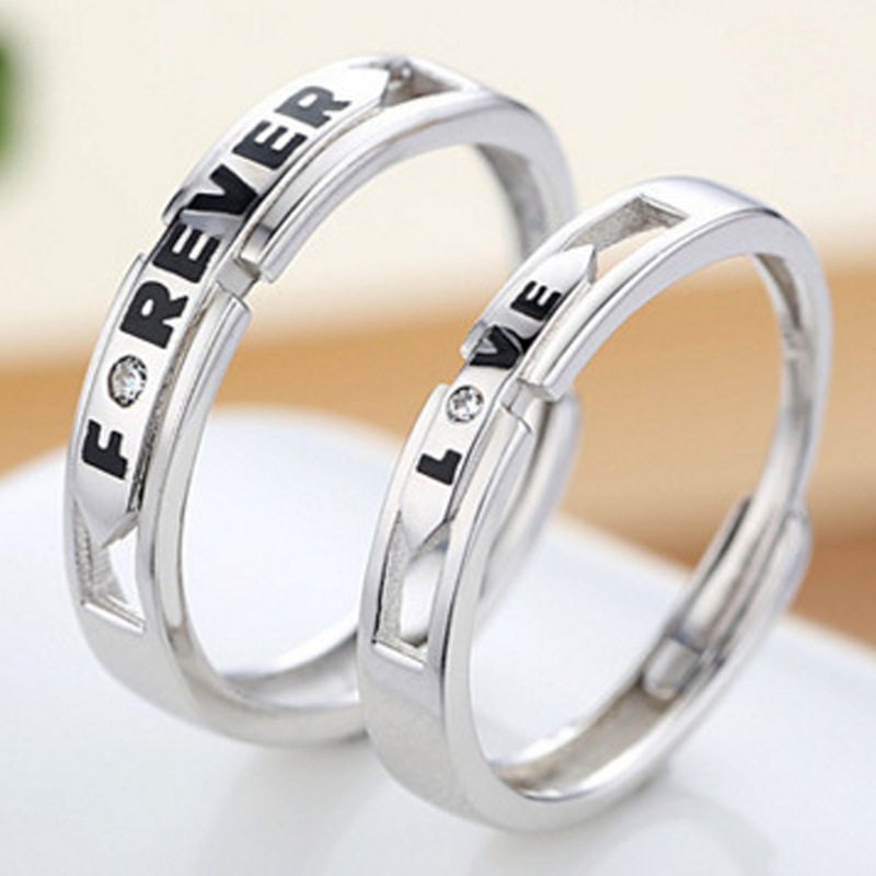 Retro ring for men and women with zircon with letters