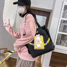 韓版 ins托特包包女學院風手提袋大容量單肩斜挎包學生上課帆布包