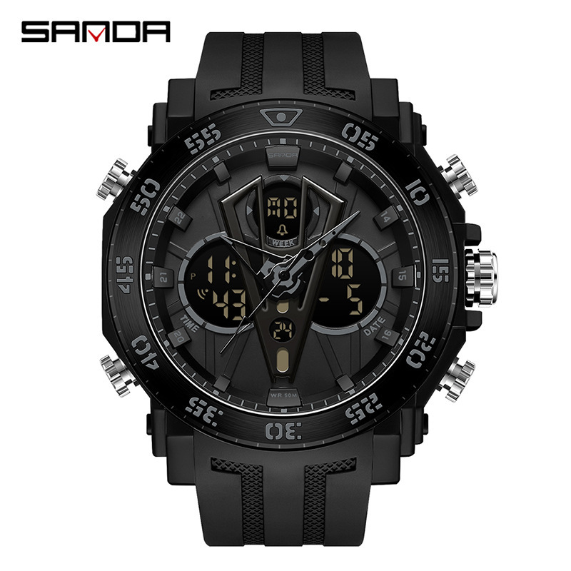 SANDA 6105 nueva venta caliente Moda juvenil reloj electrónico multifunción luminoso impermeable despertador