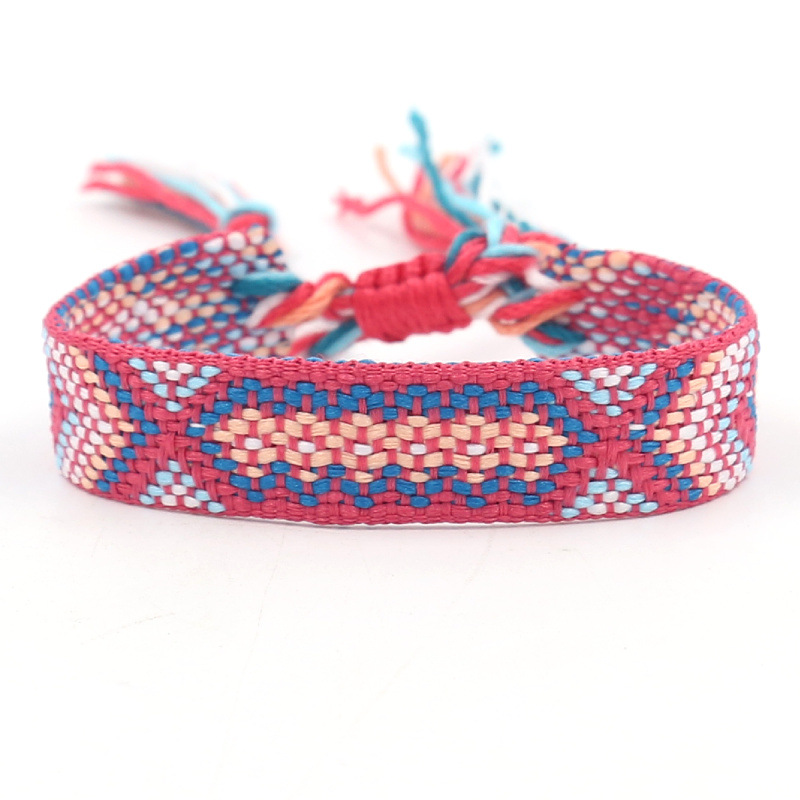 Nueva Cruz-frontera popular de color bohemio tejido pulsera fans correa de muñeca pulsera de la Amistad artística