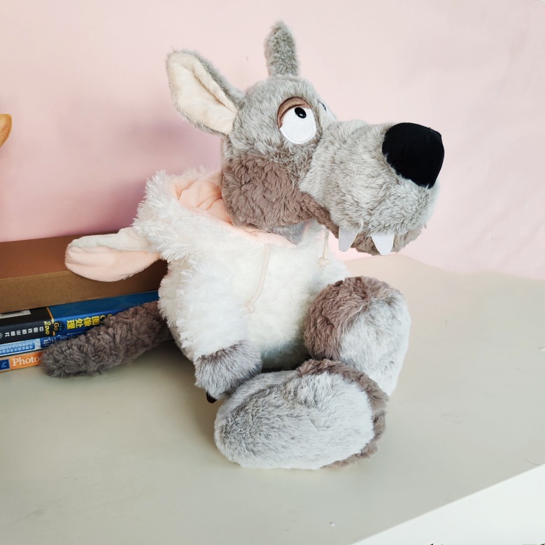 Nuevo muñeco de peluche de lobo disfrazado de lobo con piel de oveja, animal del bosque, muñeco de lobo, regalo de cumpleaños