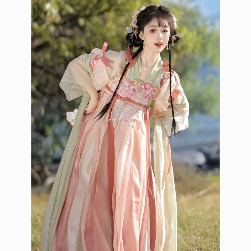 Женский ханьфу в стиле Тан, длиной до груди, с тяжелой вышивкой, в древнем стиле, элегантный для повседневной носки весной и осенью.