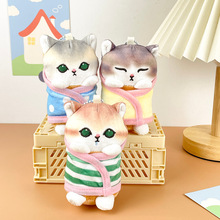 可爱日系睡袋鲨鱼猫玩偶裹被子小猫毛绒挂件少女心礼物包包挂饰