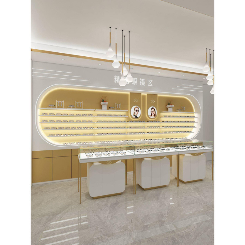 眼镜柜墨镜太阳眼镜店简约装修展示柜烤漆陈列中岛柜玻璃柜台柜子