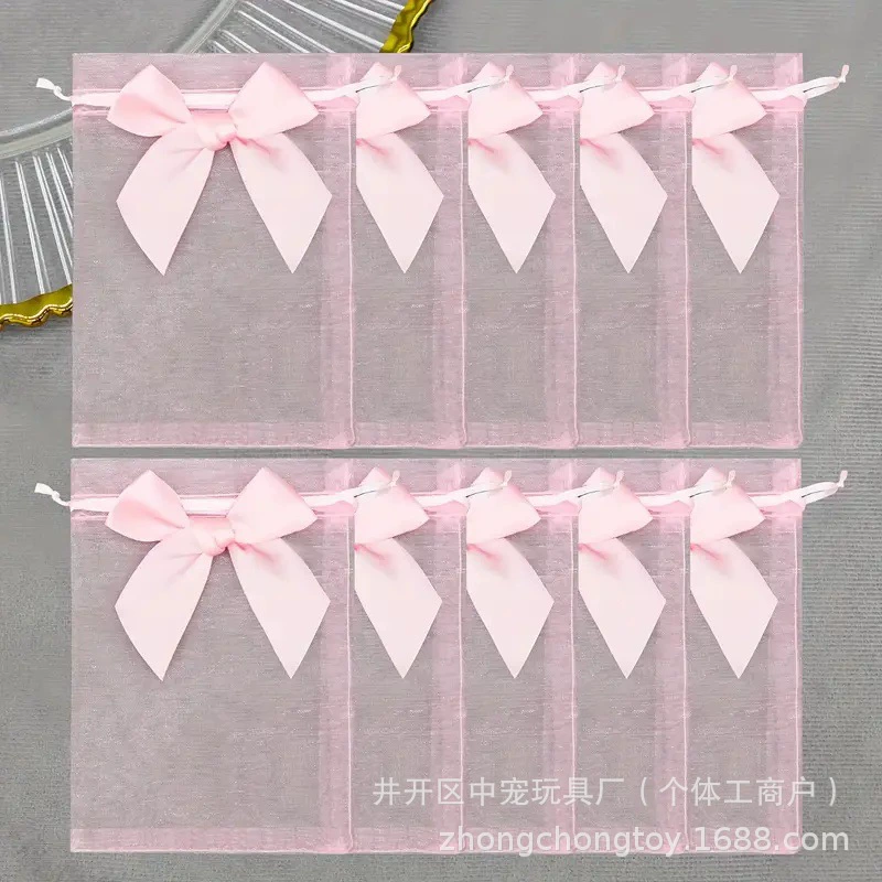 4 вида прозрачных цветов, подарочные пакеты из органзы на шнурке, свадебные мешочки для ювелирных изделий, праздничные сумки для конфет на день рождения