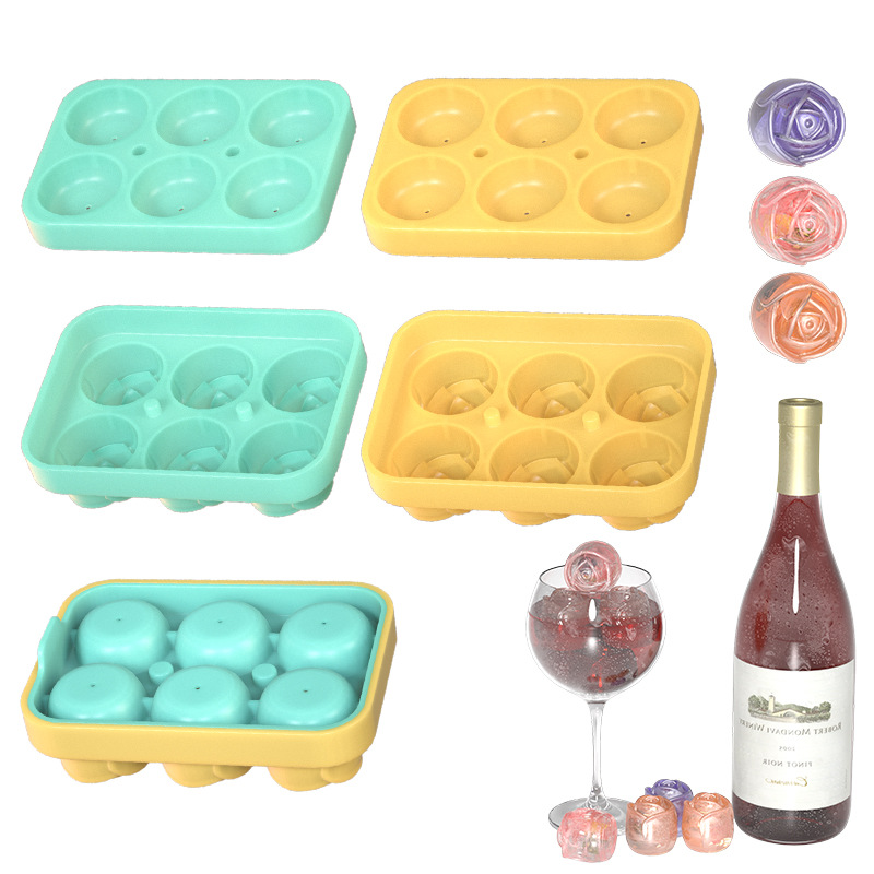 Rosas de dos colores molde de hockey de hielo DIY hielo de whisky cóctel rosa molde de hielo