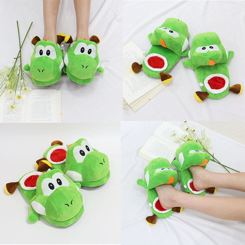 Cute Cartoon Around the Game Yoshi Dinosaur Green Dinosaur Cotton Slippers Funny Personality Home Plush Warm Cotton Shoes Cute Cartoon Around the Game Yoshi Dinosaur Green Dinosaur Cotton Slippers Funny Personality Home Plush Warm Cotton Shoes