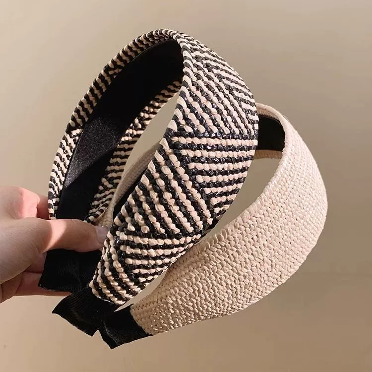 Retro straw headband, hair accessory, high-quality style