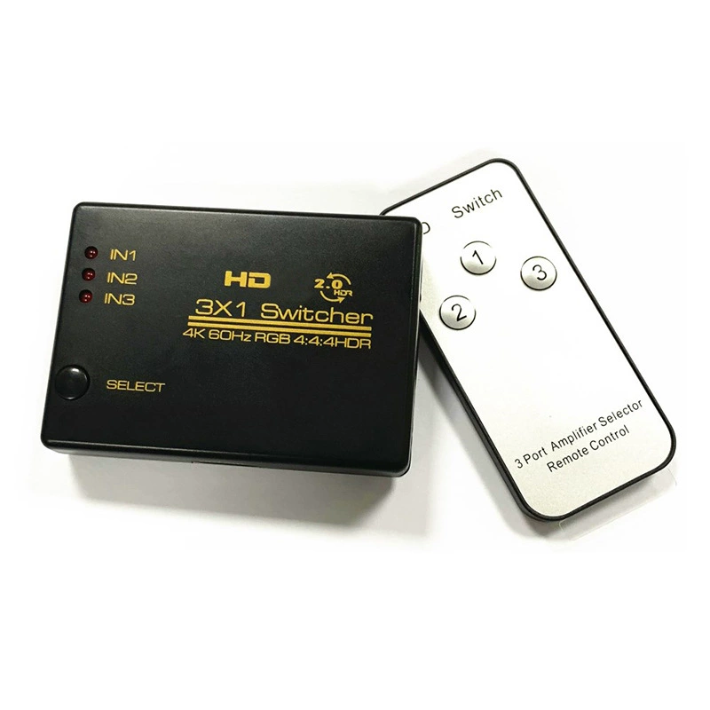 Высокочеткий HDMI переключатель 3-в-1 выход 4K60Hz с ИК-пультом, 3-в-1 HDTV конвертер