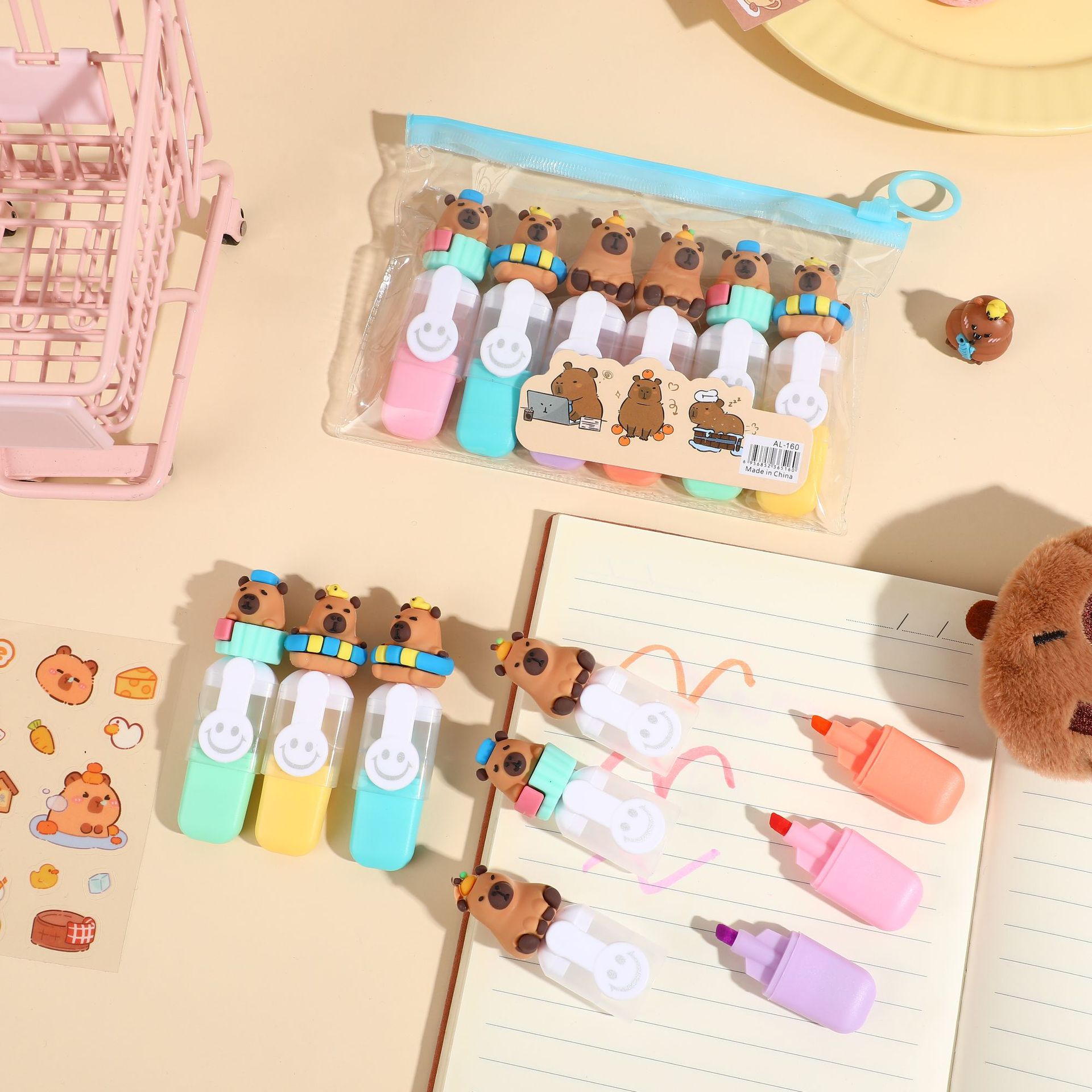 Kit de resaltadores con forma de garra de gato Sanrio, 6 colores, para niñas – Mayorista de Yiwu