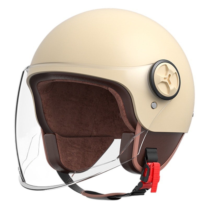 Casco de coche eléctrico hombres y mujeres 3C certificado invierno medio casco caliente Four Seasons universal retro batería casco de la motocicleta