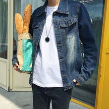 男士秋装翻领复古破洞夹克韩版潮流修身短款牛仔衣服青年帅气外套