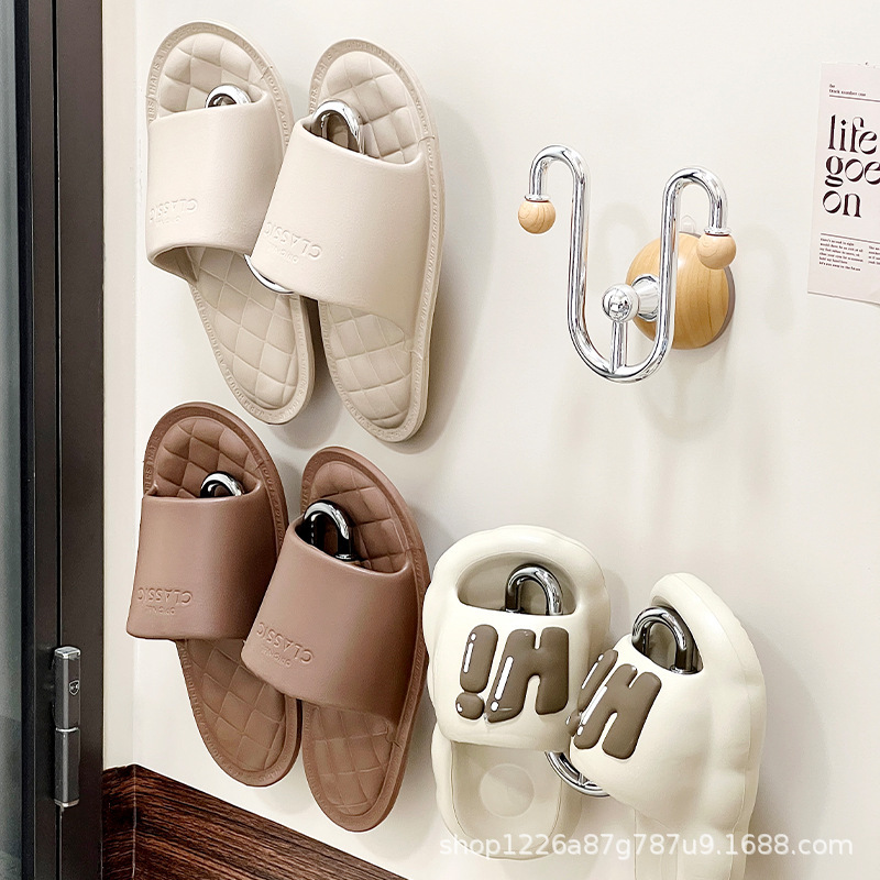 Suction Cup Slipper Rack Bathroom Punch-Free Bathroom Wall-Mounted Wall Storage Artifact Antique Style Slipper Rack