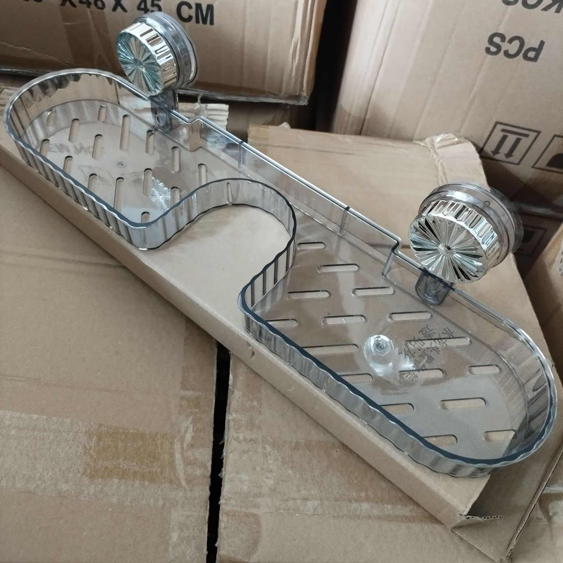 흡입 컵 보관함 - 투명 회색 상자