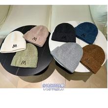 冬季烫钻标针织帽时尚韩版保暖兔毛护耳帽显脸小双折边毛线帽