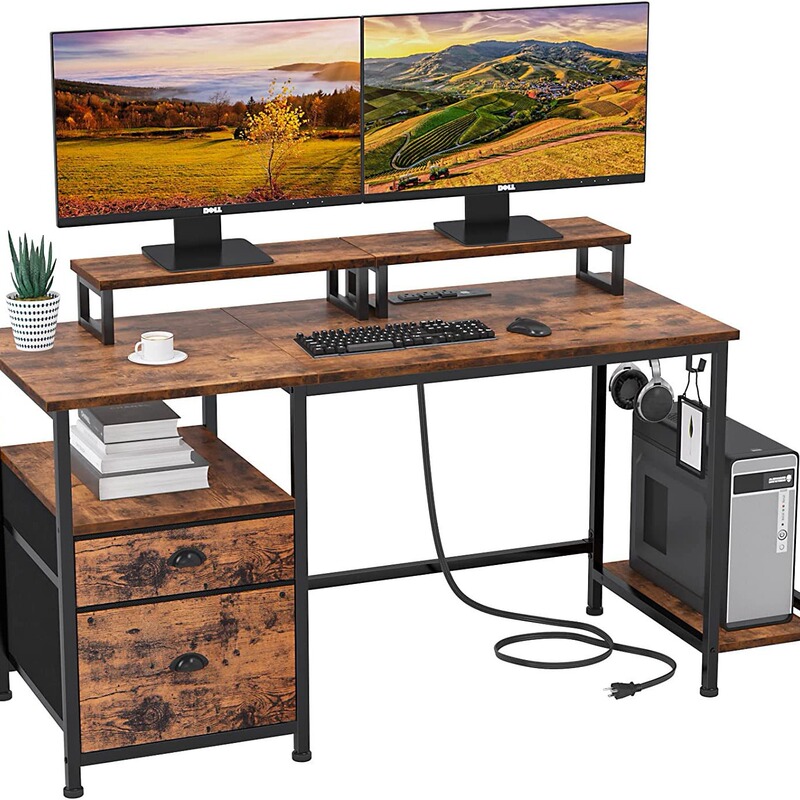 Fabric Drawer Power Supply Office Computer Desk Removable Monitor Bracket Desk with CPU Bracket Hook