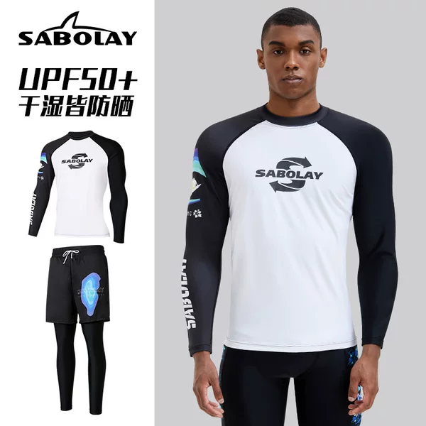 Sabolay Cross-Border Outdoor Sports Men's Swimsuit Quick-Drying Long-Sleeved Men's Wetsuit Surfing Suit Men's Suit