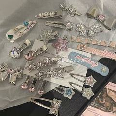 儿童水钻字母发夹女小清新抓夹侧边刘海夹轻奢高级感精致百搭发夹